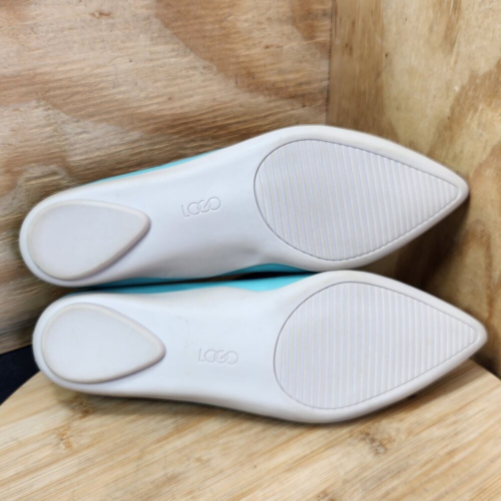 Lori Goldstein LOGO Audrey Womens Blue Pointed Toe Leather Flat Shoes Size 9.5 - Picture 8 of 9